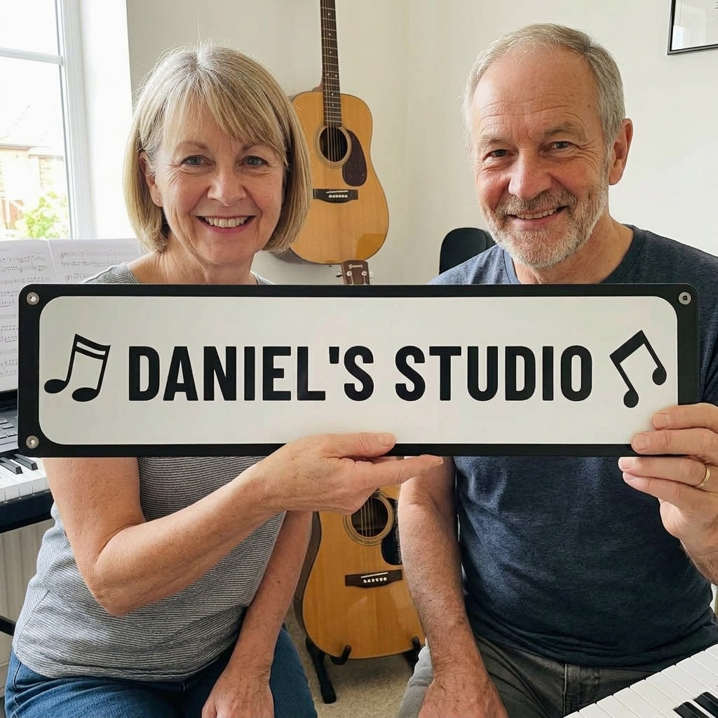 Custom Music Studio Sign | Personalized Musician Name Metal Plaque & Studio Decor