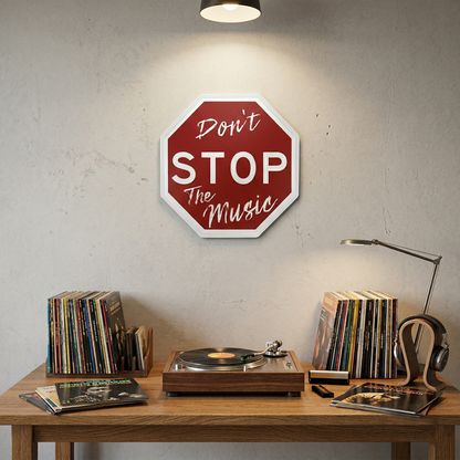 Don't Stop The Music Metal Sign | High-Intent Music Decor & Unique Song Poster Wall Art InterestPrint