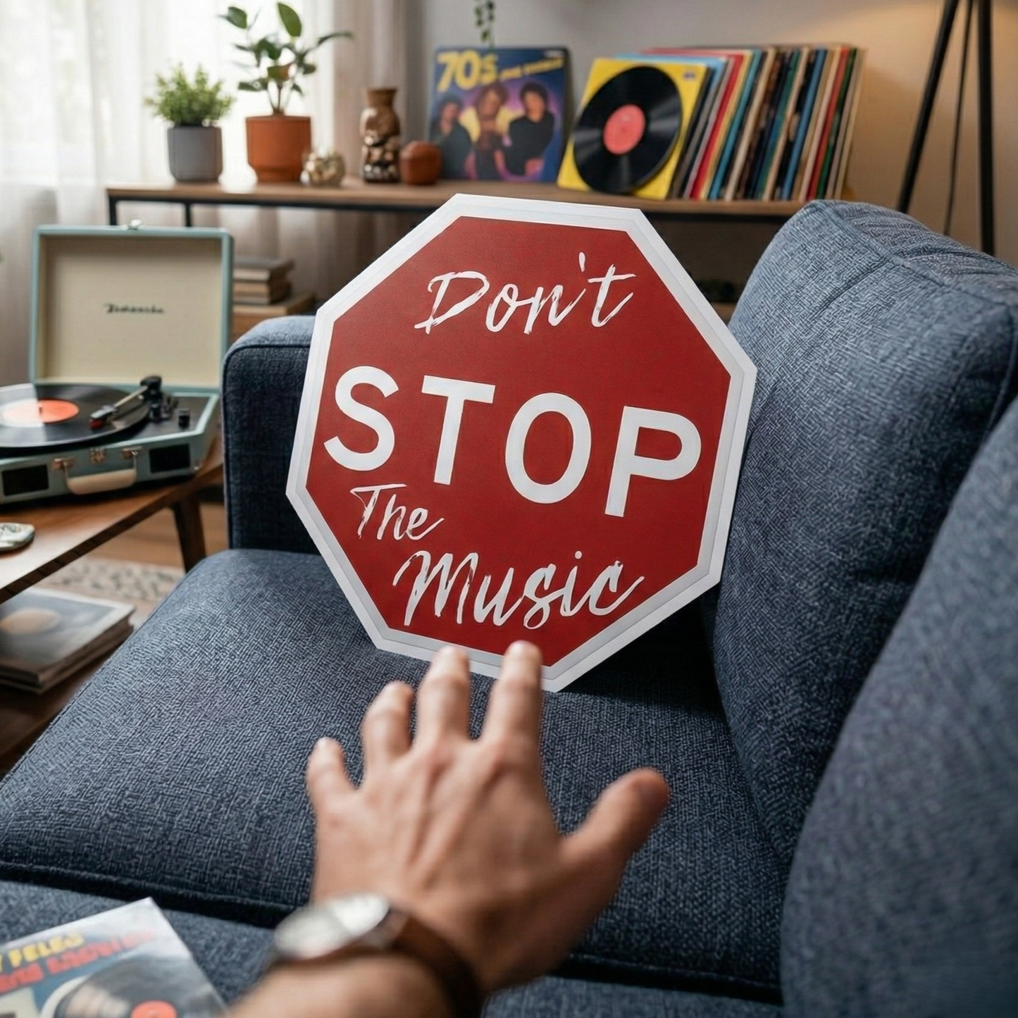 Don't Stop The Music Metal Sign | High-Intent Music Decor & Unique Song Poster Wall Art InterestPrint