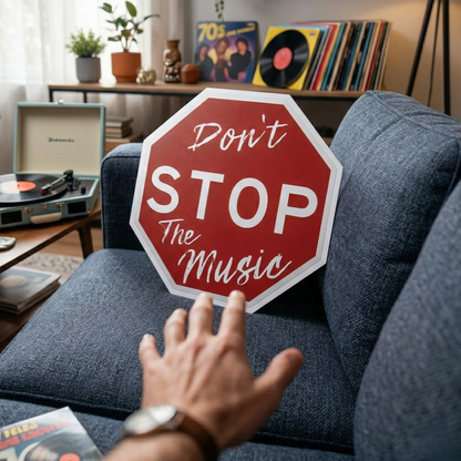 Don't Stop The Music Metal Sign | High-Intent Music Decor & Unique Song Poster Wall Art InterestPrint