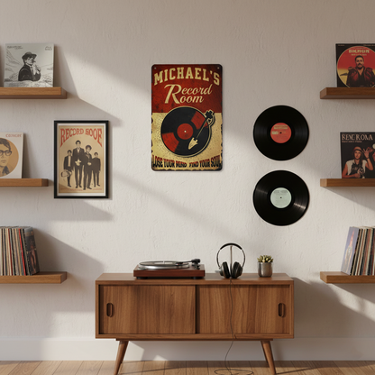 Vintage Vinyl Record Room Sign Musician Fusion