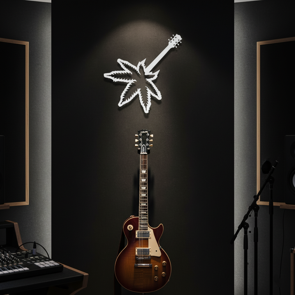 Leaf Guitar Metal Sign