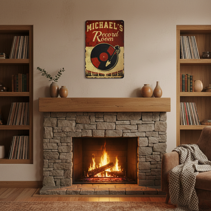 Vintage Vinyl Record Room Sign Musician Fusion