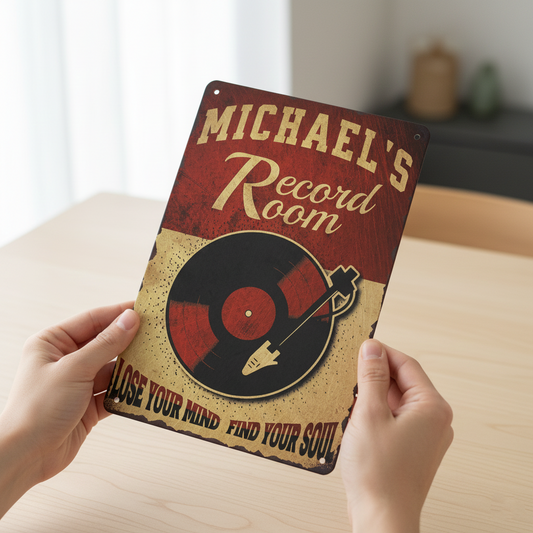 Vintage Vinyl Record Room Sign