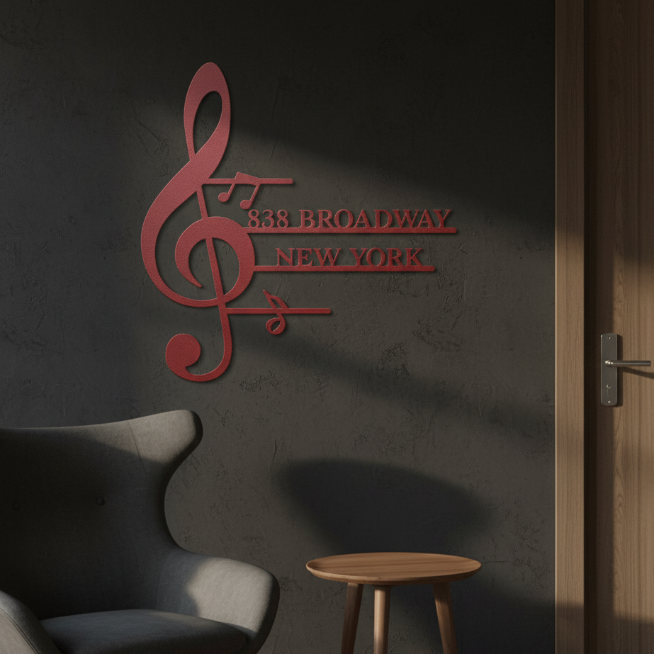 Personalized Music Note Shaped Home Address Sign | Custom House Number & Street for Musicians teelaunch