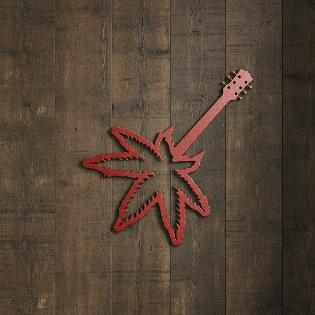 Leaf Guitar Metal Sign