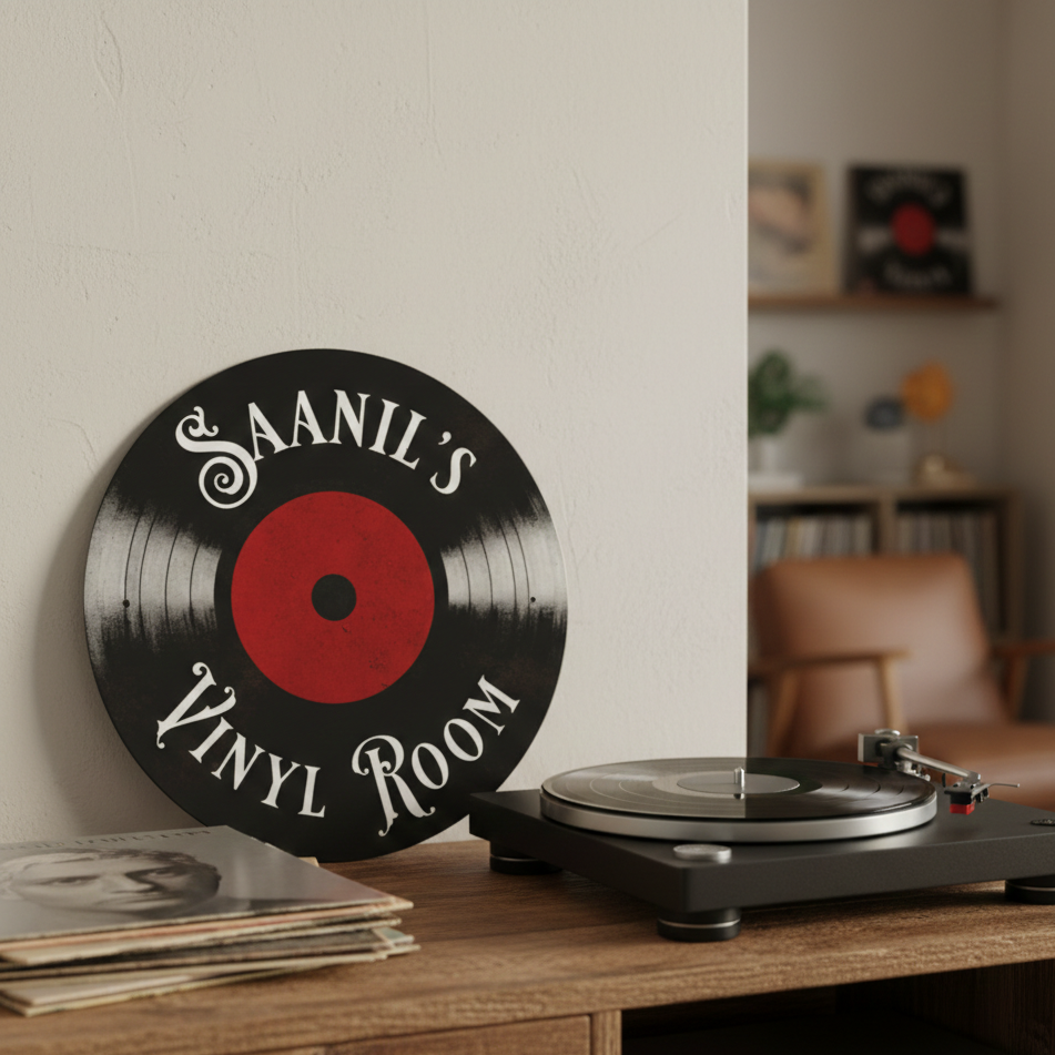 Custom Vinyl Record Metal Sign | Personalized Music Room Decor & Unique Gifts for Vinyl Lovers Musician Fusion