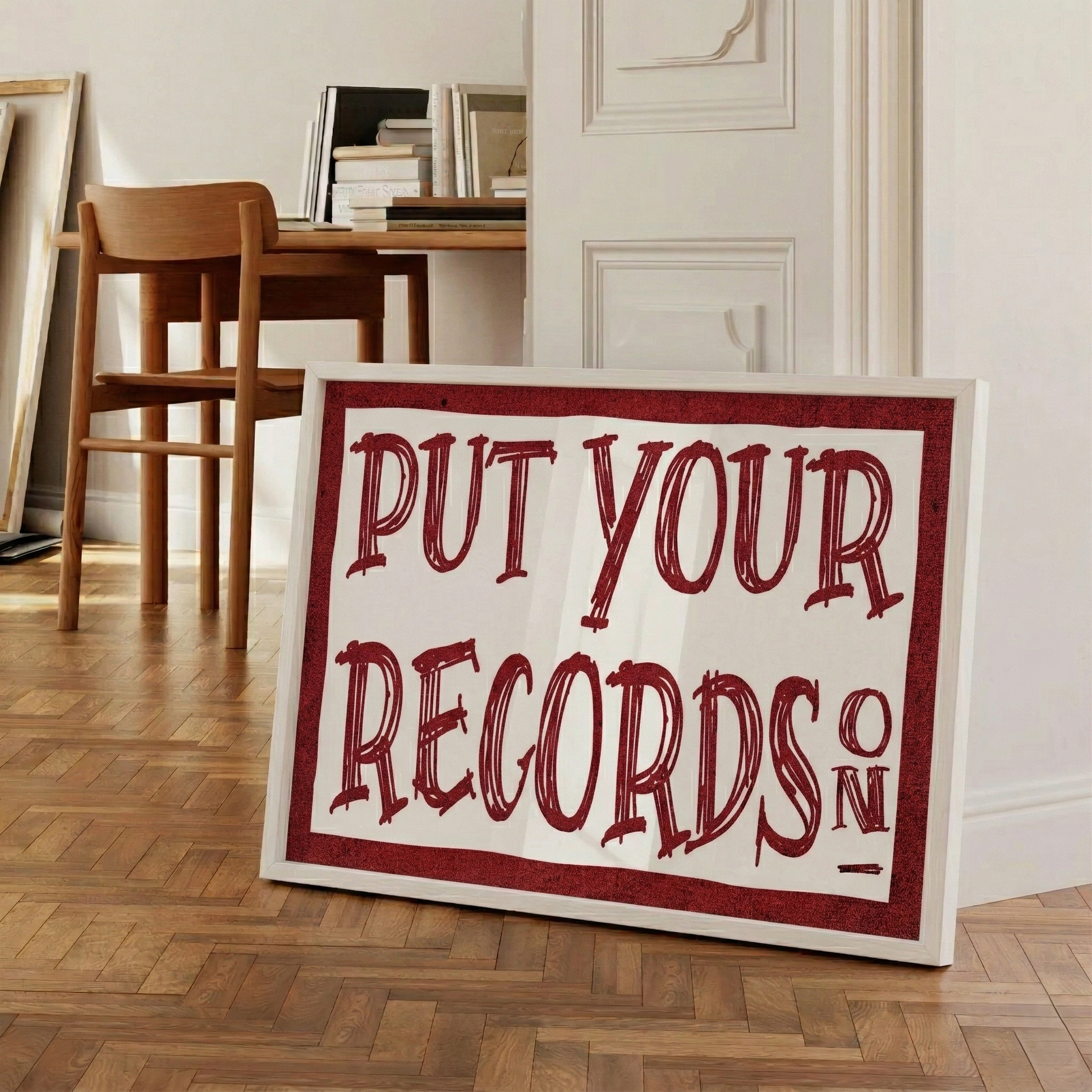 Put Your Records On Framed Poster | Vintage Vinyl Lover Wall Art & Retro Music Quote Print Musician Fusion