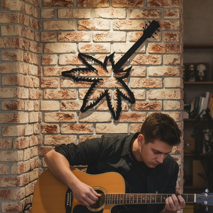 Leaf Guitar Metal Sign