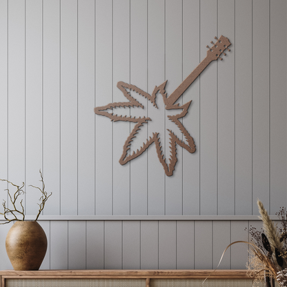 Leaf_Guitar_Metal_Sign_Copper_Rustic_Hallway_Mockup.png
