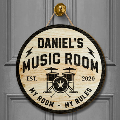 Personalized Music Room Wooden Sign – Custom Name & Year Studio Wall Art Decor for Musicians