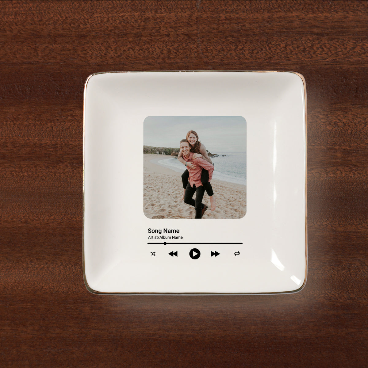 Personalized Anniversary Gift for Husband Wife | Custom Photo Song Jewelry Dish Ceramic Trinket Tray