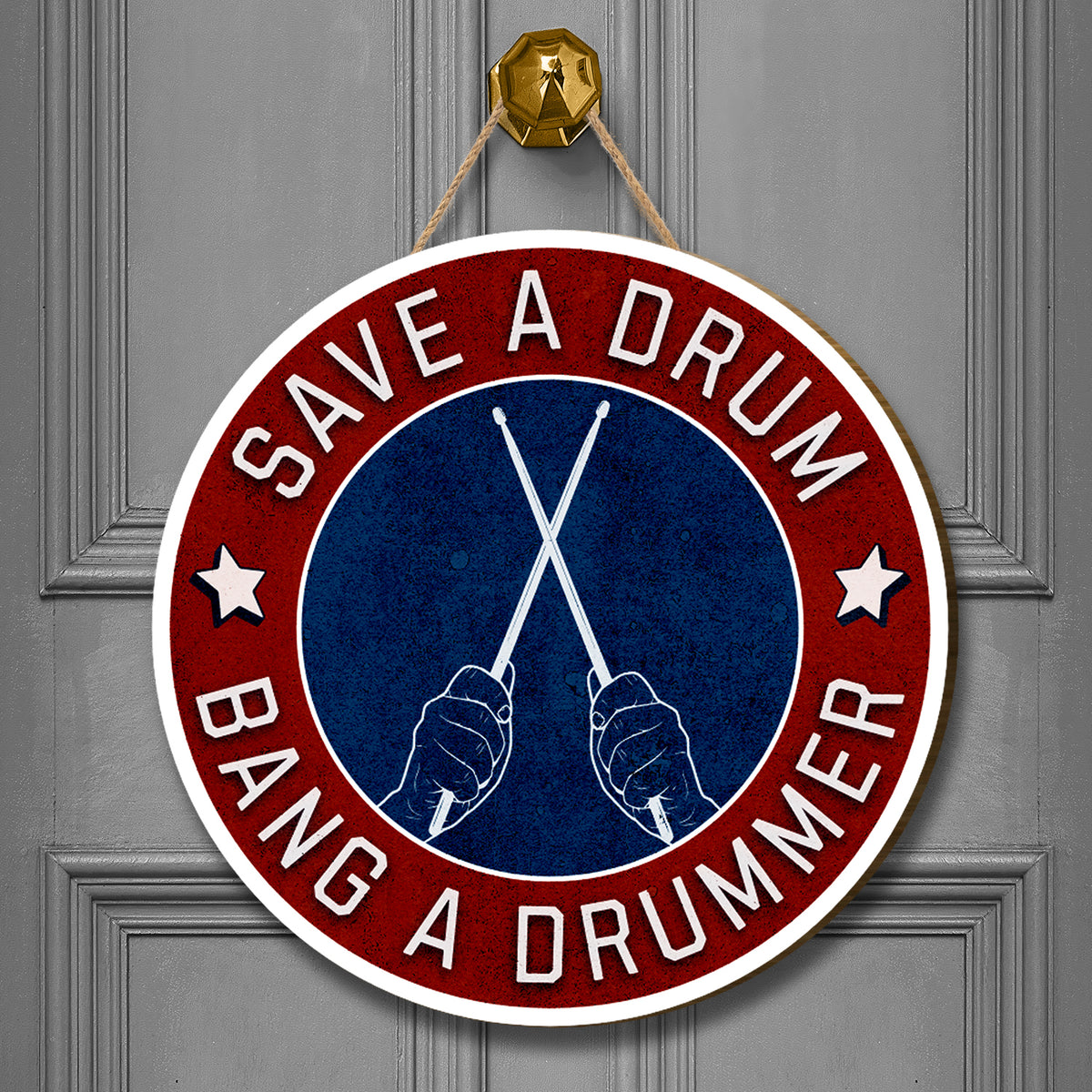 Save A Drum Bang A Drummer Wooden Sign – Funny Drummer Studio Wall Art & Practice Room Decor