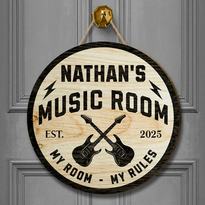 Personalized Music Room Wooden Sign – Custom Name & Year Studio Wall Art Decor for Musicians