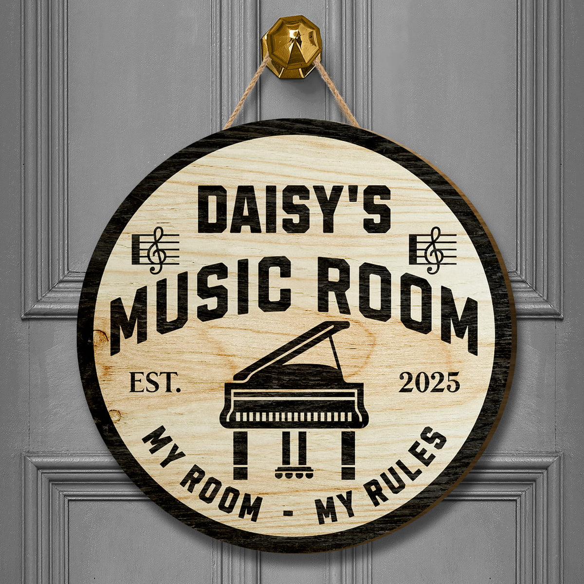 Personalized Music Room Wooden Sign – Custom Name & Year Studio Wall Art Decor for Musicians
