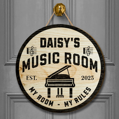 Personalized Music Room Wooden Sign – Custom Name & Year Studio Wall Art Decor for Musicians