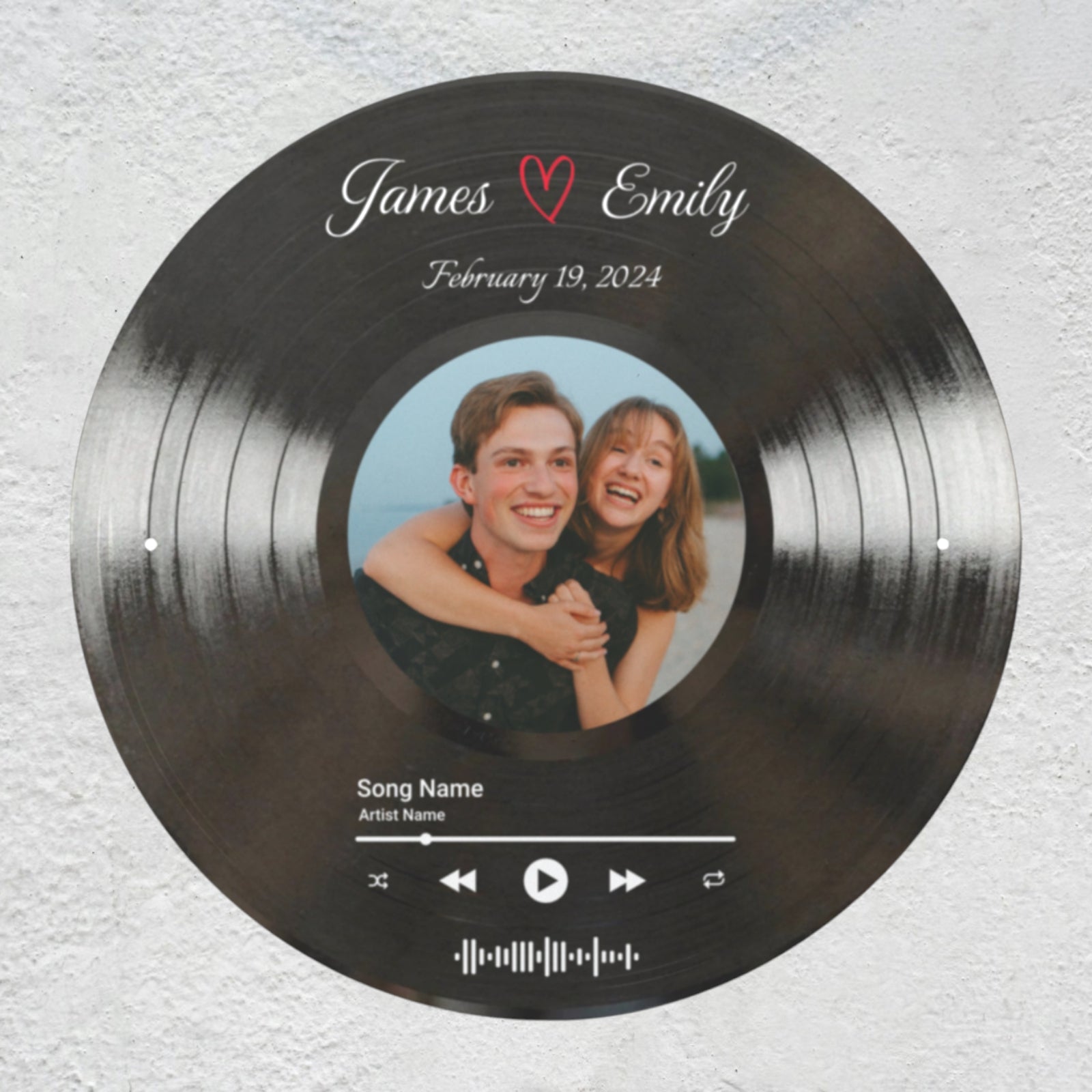 Custom Song Plaque with Picture & Vinyl Record Metal Sign | Personalized Anniversary Music Gifts Musician Fusion