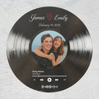 Custom Song Plaque with Picture & Vinyl Record Metal Sign | Personalized Anniversary Music Gifts Musician Fusion