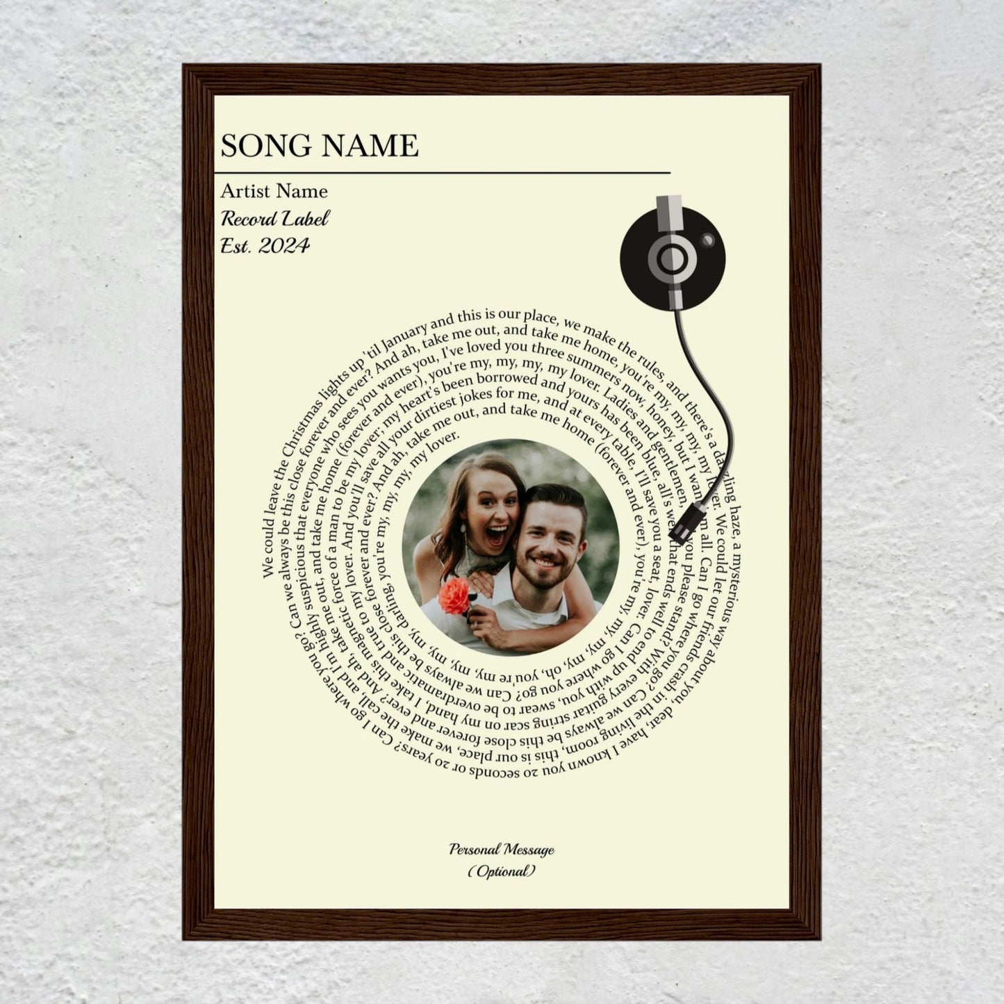 Custom Song Lyrics Poster with Picture | Personalized Wedding Anniversary Gifts & Vinyl Print Art Musician Fusion