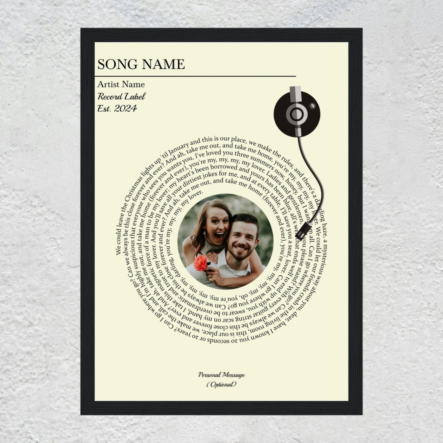Custom Song Lyrics Poster with Picture | Personalized Wedding Anniversary Gifts & Vinyl Print Art Musician Fusion