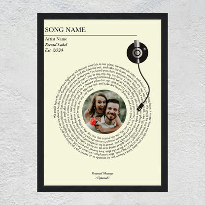Custom Song Lyrics Poster with Picture | Personalized Wedding Anniversary Gifts & Vinyl Print Art Musician Fusion
