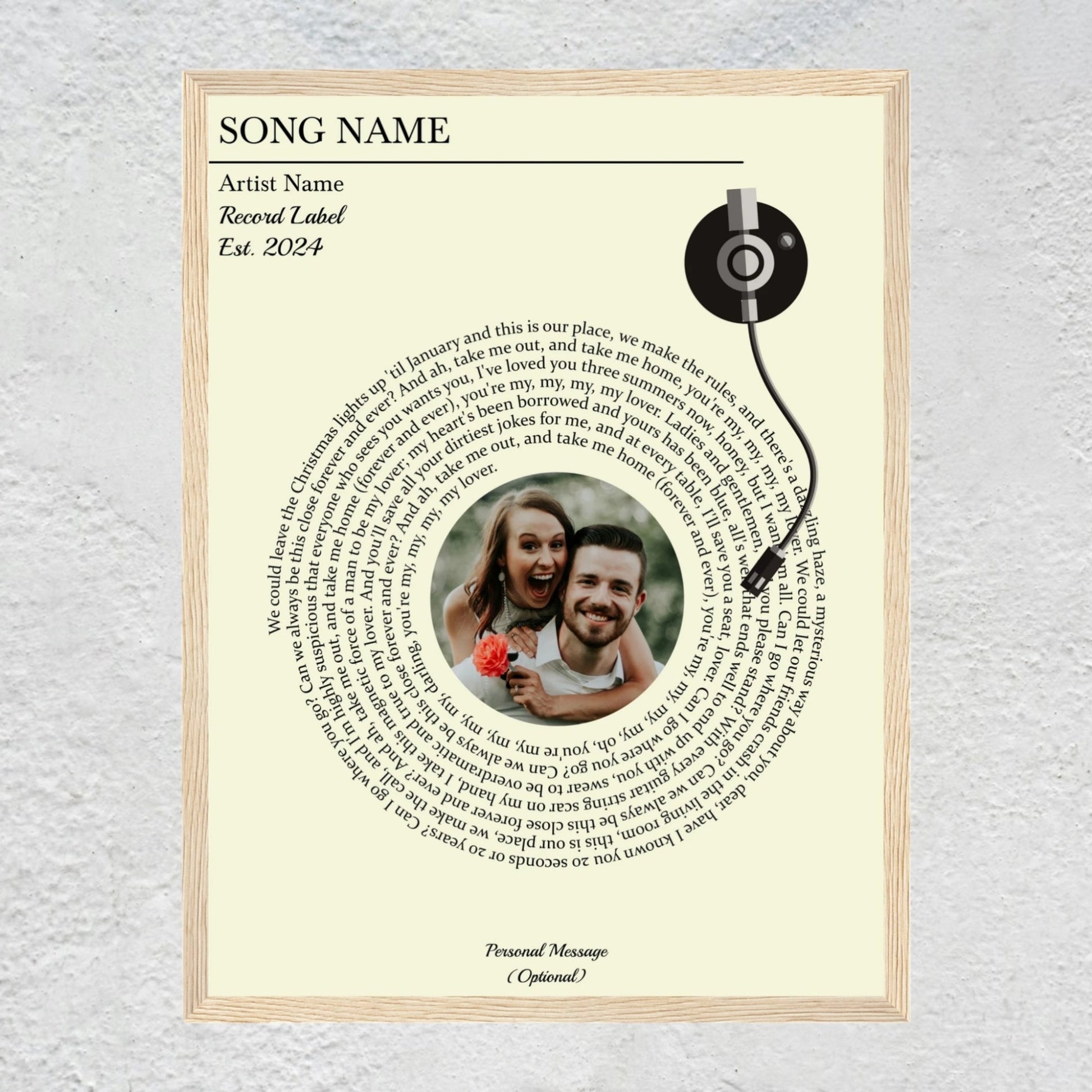 Custom Song Lyrics Poster with Picture | Personalized Wedding Anniversary Gifts & Vinyl Print Art Musician Fusion
