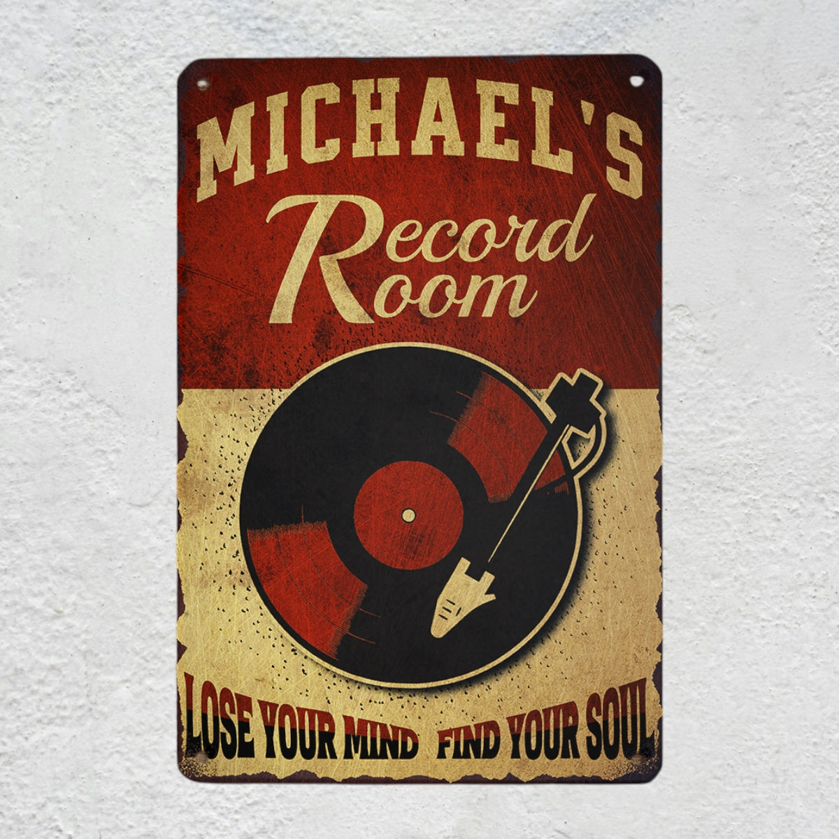 Custom Vintage Vinyl Record Room Metal Sign | Retro Music Wall Art & Personalized Gifts for Music Lovers Musician Fusion