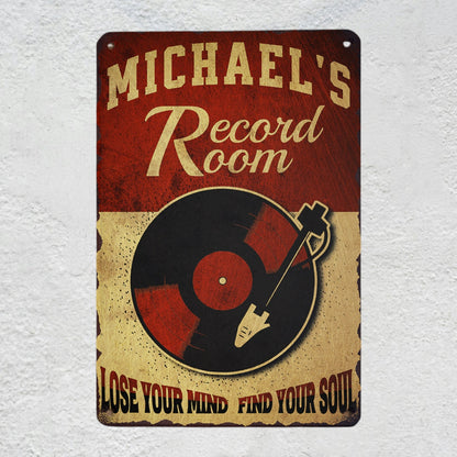 Custom Vintage Vinyl Record Room Metal Sign | Retro Music Wall Art & Personalized Gifts for Music Lovers Musician Fusion