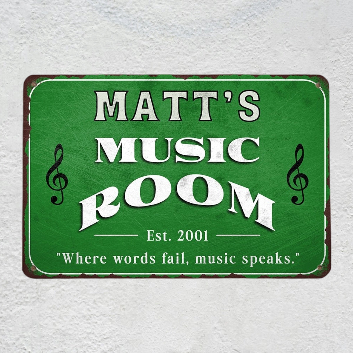 Custom Music Room Sign with Name & Year | Personalized Music Wall Art & Studio Decor Metal Plaque Musician Fusion