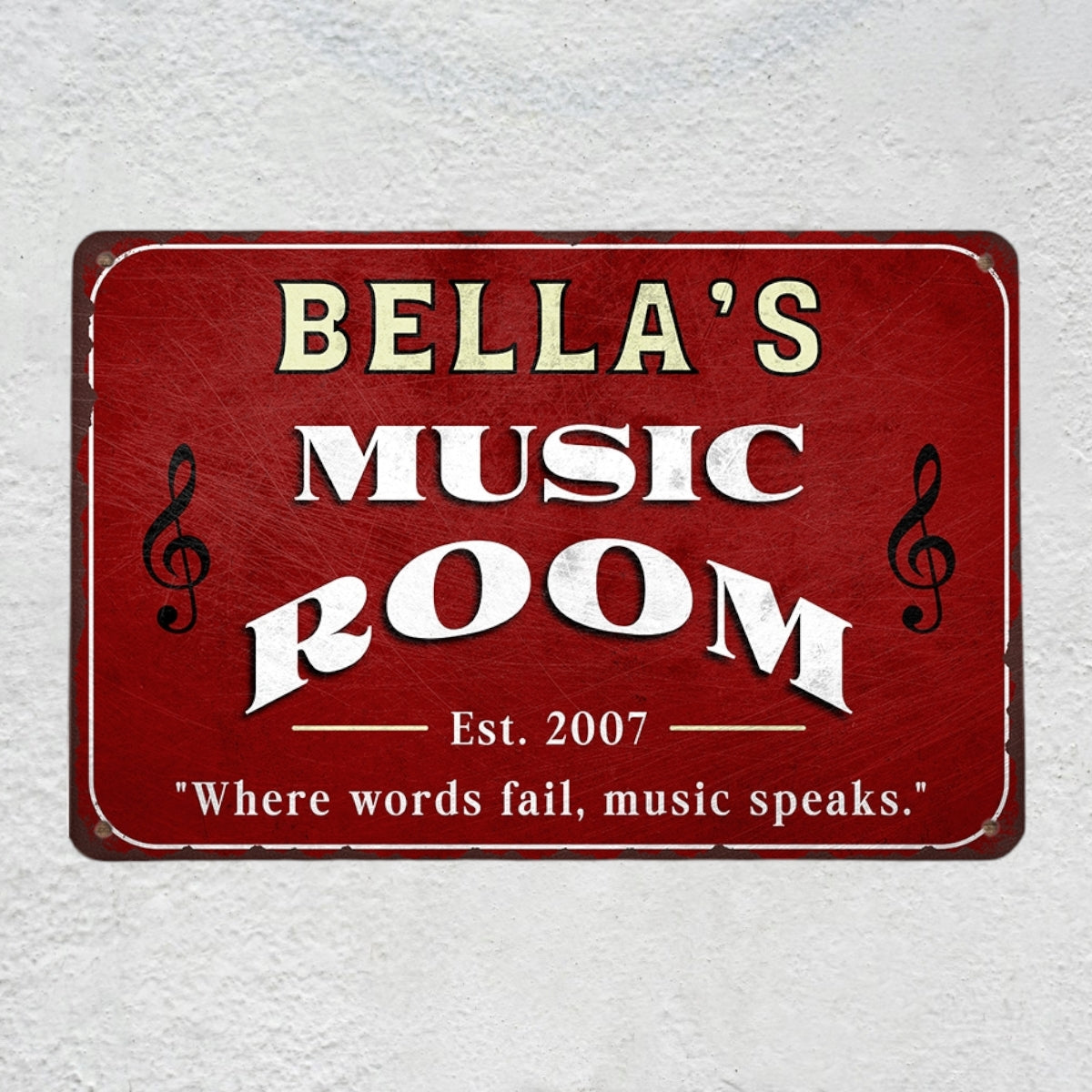 Custom Music Room Sign with Name & Year | Personalized Music Wall Art & Studio Decor Metal Plaque Musician Fusion