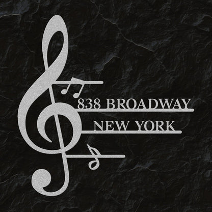 Personalized Music Note Shaped Home Address Sign | Custom Steel House Number Plaque & Outdoor Metal Decor teelaunch