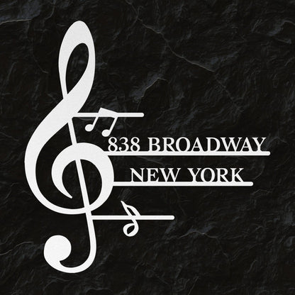 Personalized Music Note Shaped Home Address Sign | Custom Steel House Number Plaque & Outdoor Metal Decor teelaunch