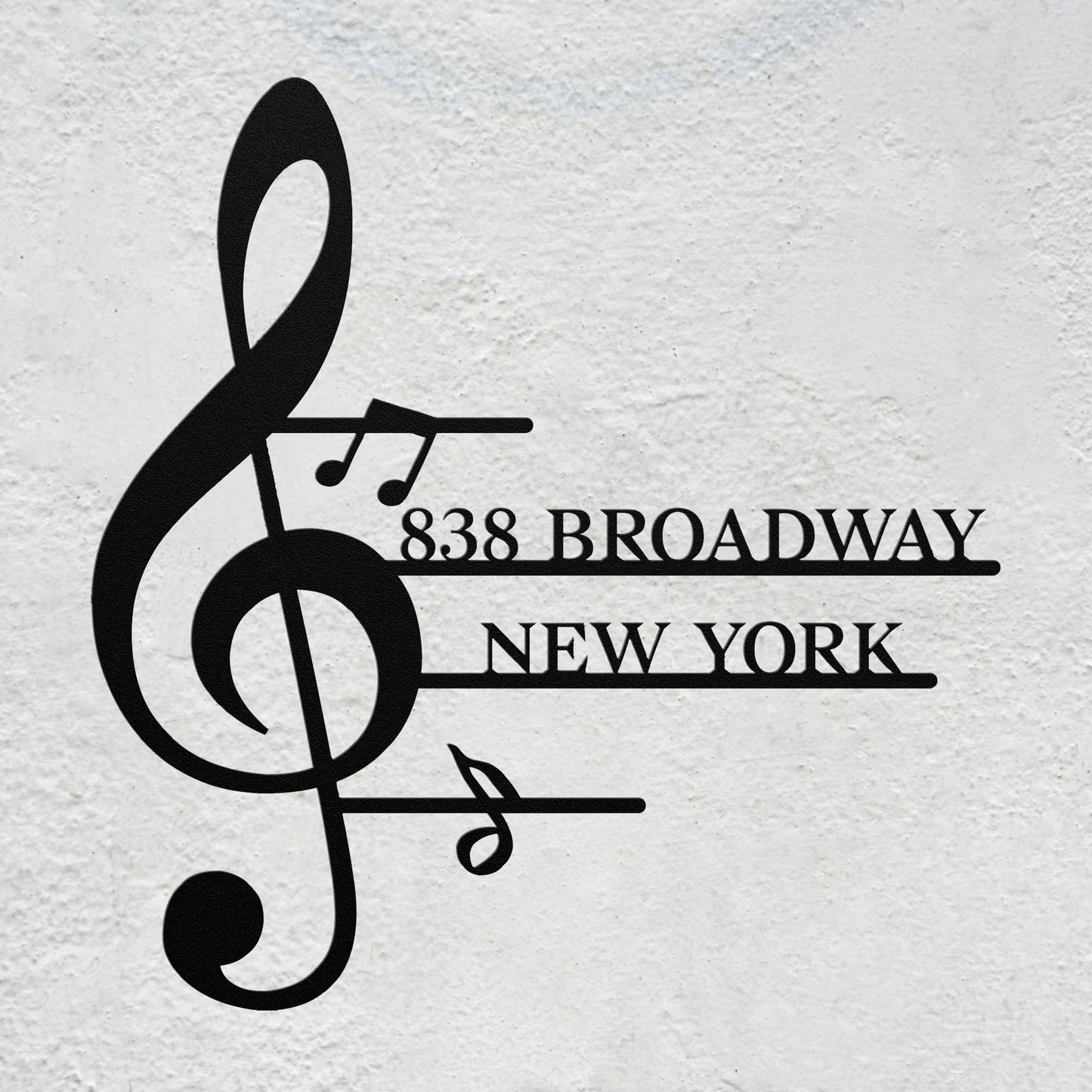 Personalized Music Note Shaped Home Address Sign | Custom Steel House Number Plaque & Outdoor Metal Decor teelaunch