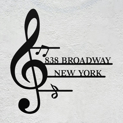 Personalized Music Note Shaped Home Address Sign | Custom Steel House Number Plaque & Outdoor Metal Decor teelaunch