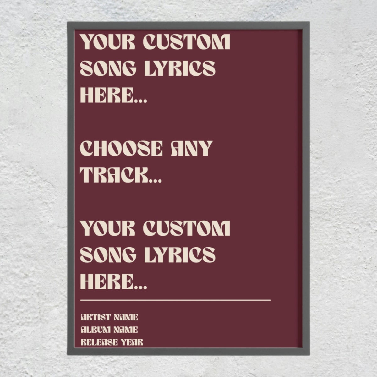 Custom Song Lyrics Typography Poster | Personalized Music Quote Print & Retro Lyric Wall Art Musician Fusion