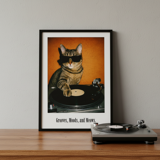 Retro DJ Cat Poster