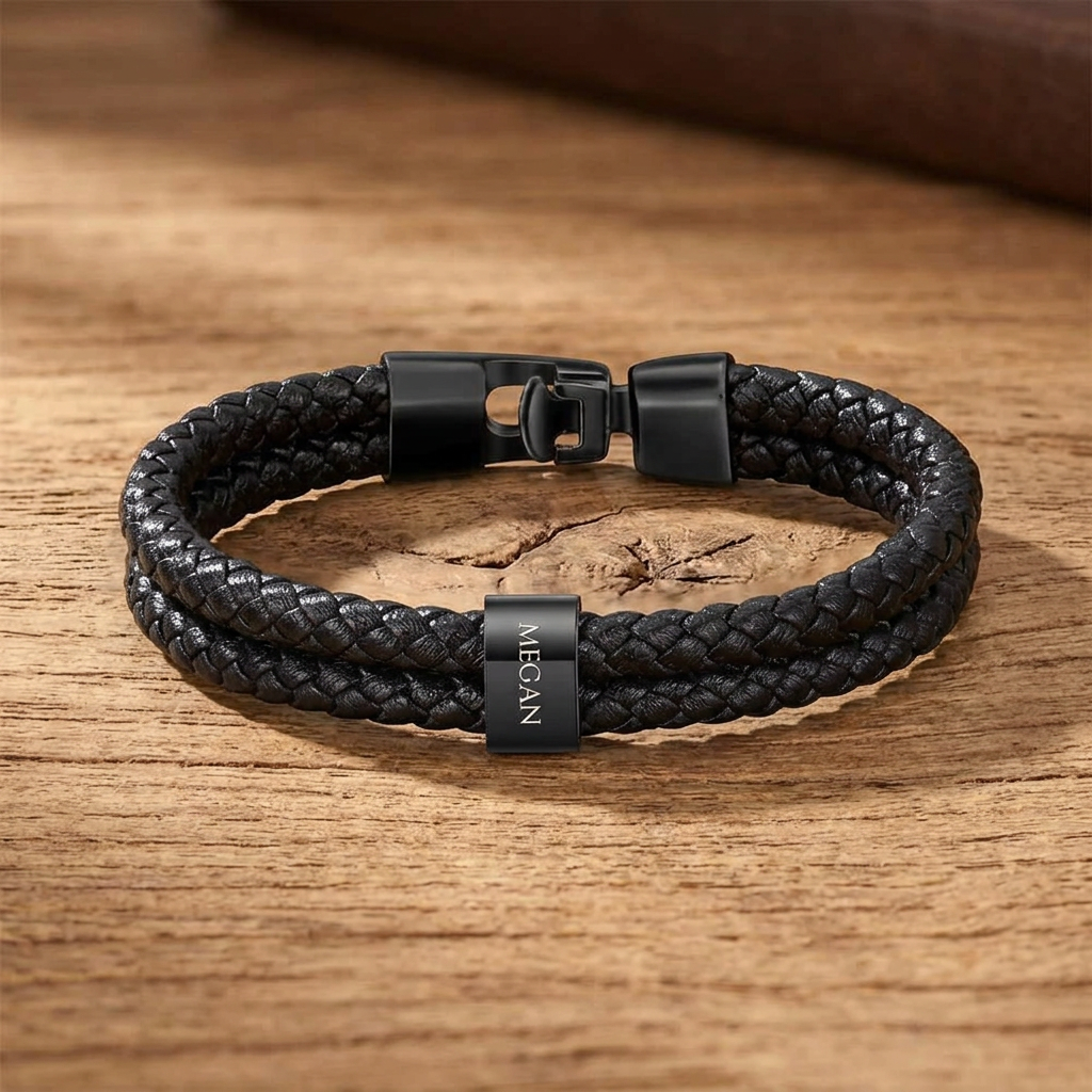 To My Rockin Drummer Braided Leather Bracelet - Funny Gift for Drummer Husband & Boyfriend
