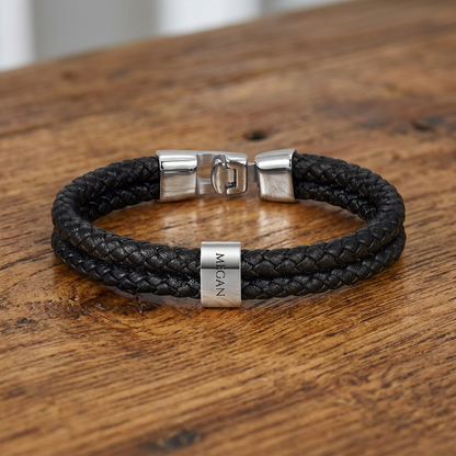 To My Rockin Drummer Braided Leather Bracelet - Funny Gift for Drummer Husband & Boyfriend