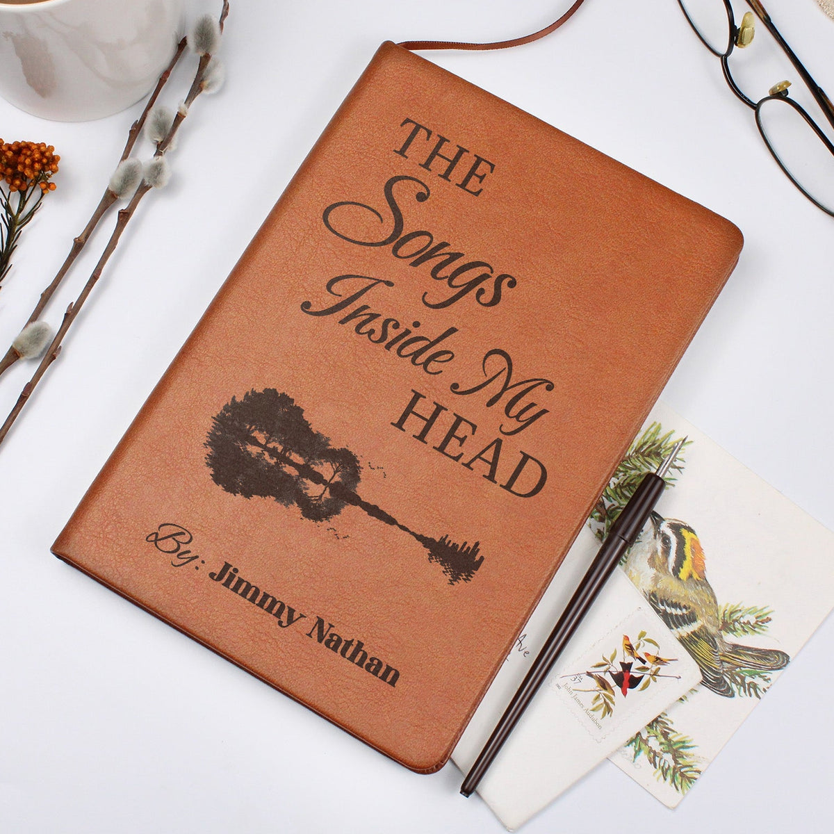 Personalized Guitarist Journal | "The Songs Inside My Head" Custom Leather Notebook & Songwriting Gift