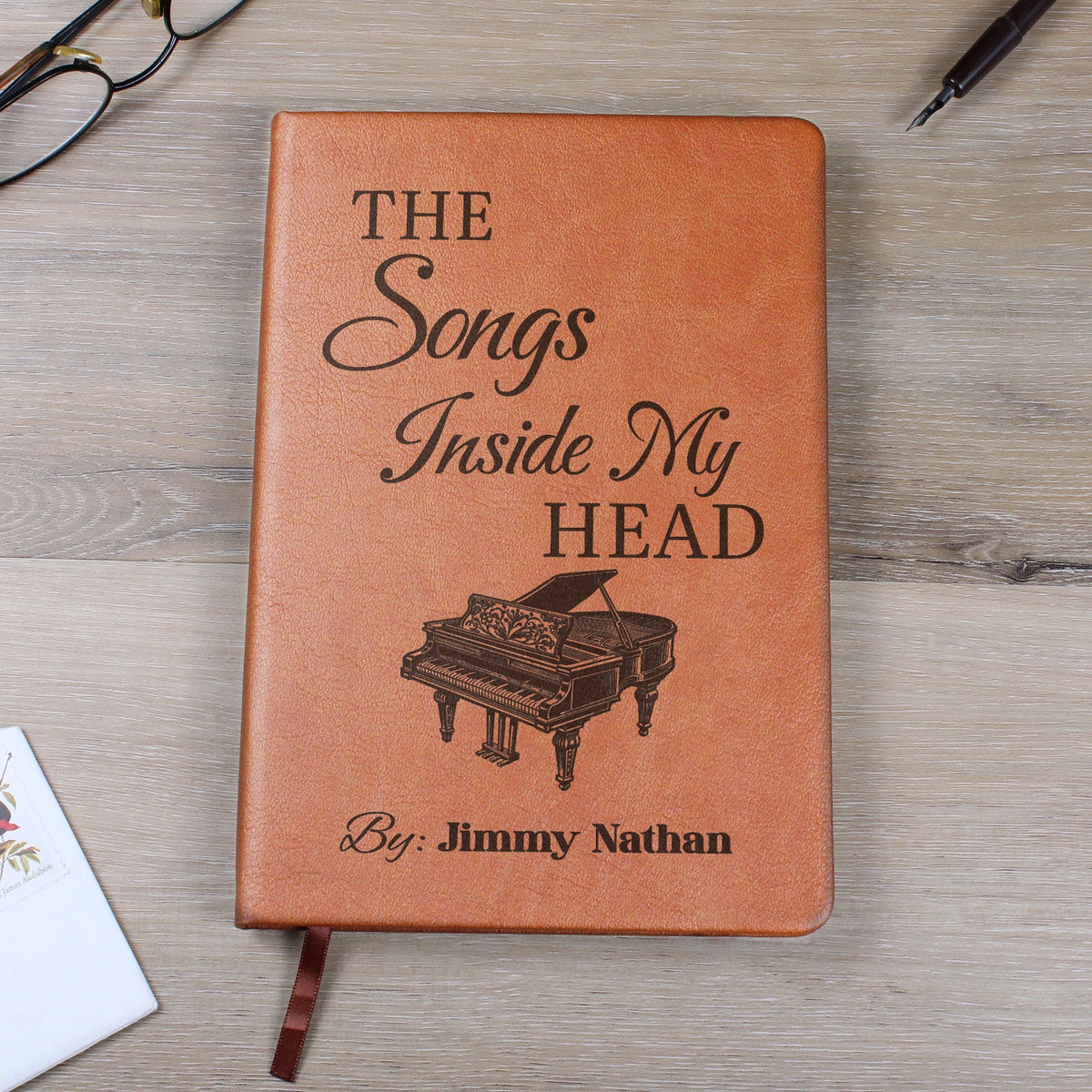 Personalized Pianist Journal | "The Songs Inside My Head" Custom Leather Notebook & Songwriting Gift