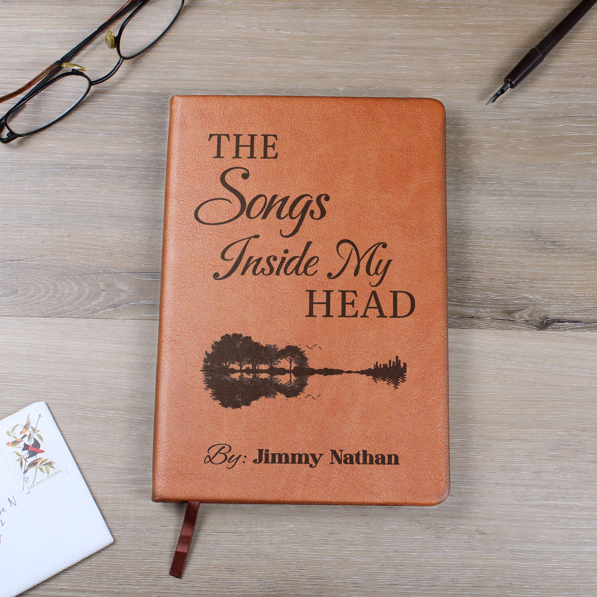 Personalized Guitarist Journal | "The Songs Inside My Head" Custom Leather Notebook & Songwriting Gift