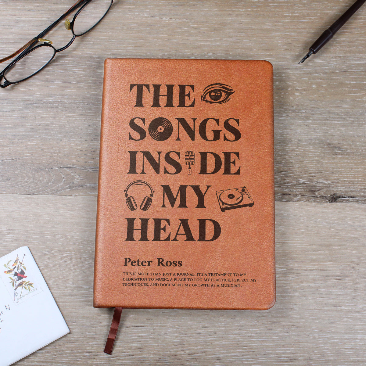 Personalized Musician Journal | "The Songs Inside My Head" Custom Leather Notebook & Songwriting Gift