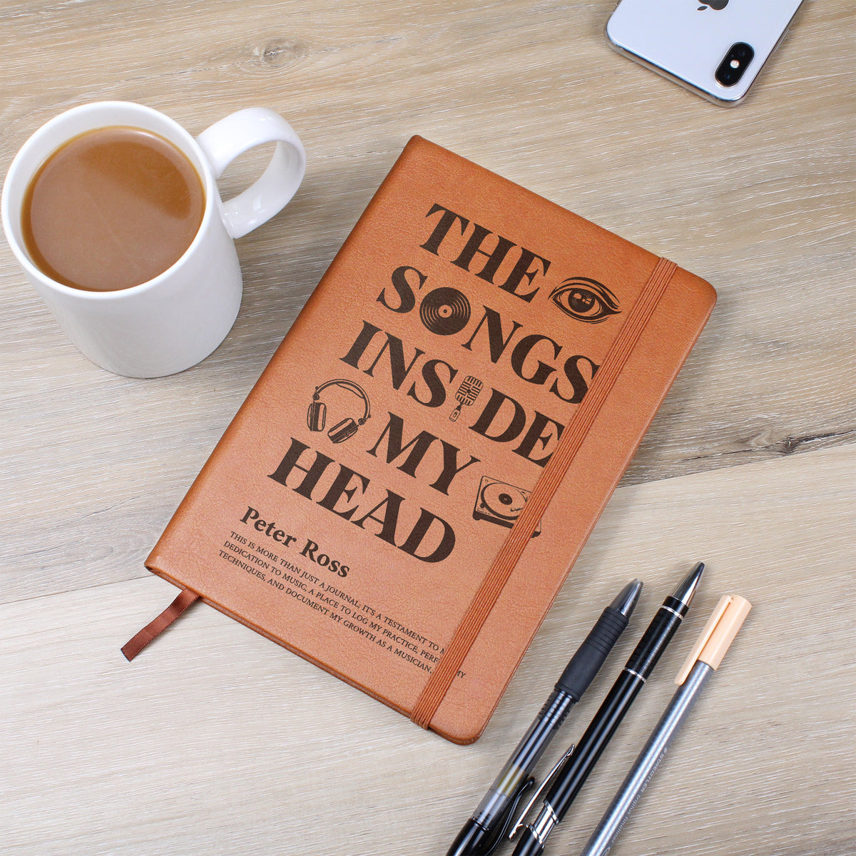 Personalized Musician Journal | "The Songs Inside My Head" Custom Leather Notebook & Songwriting Gift