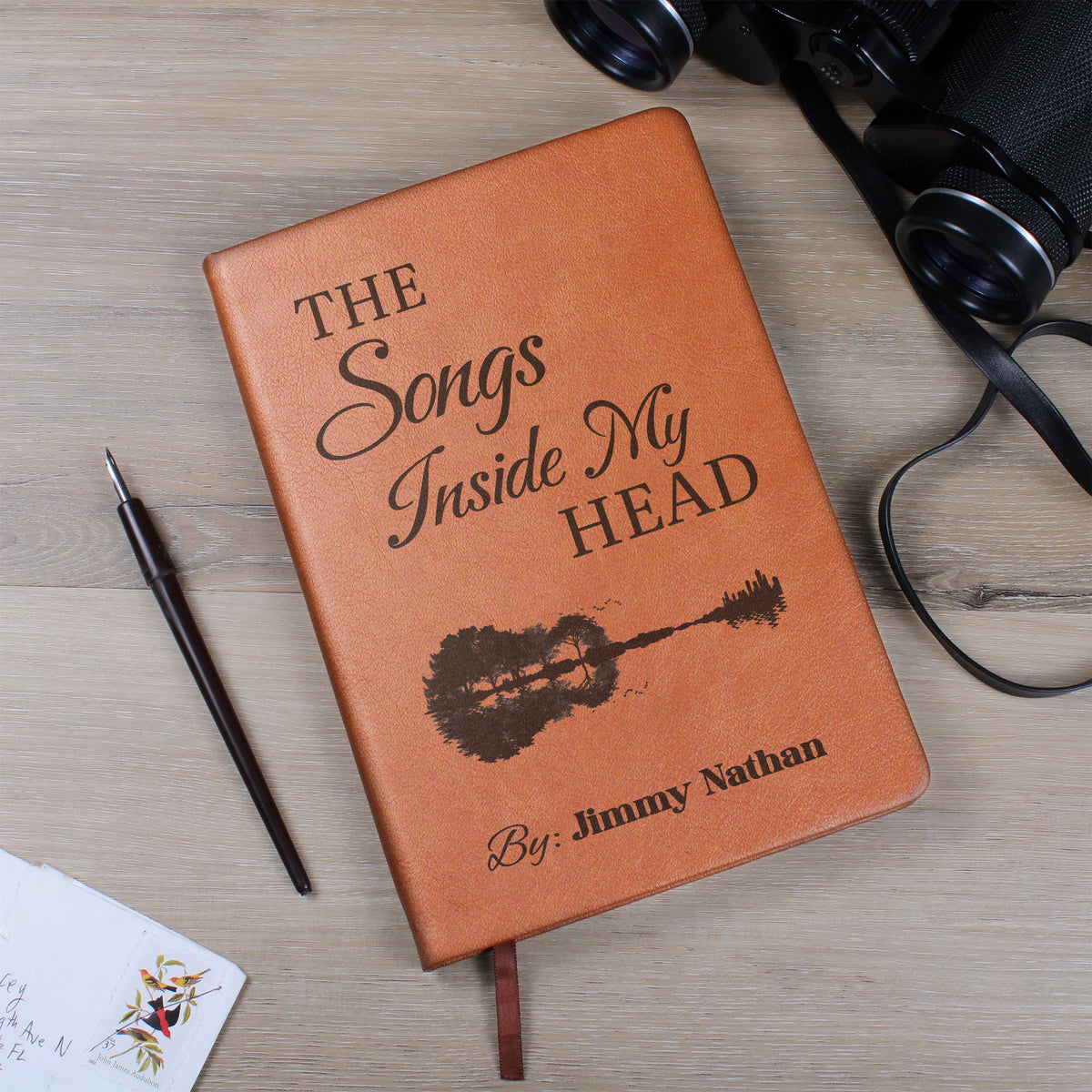 Personalized Guitarist Journal | "The Songs Inside My Head" Custom Leather Notebook & Songwriting Gift