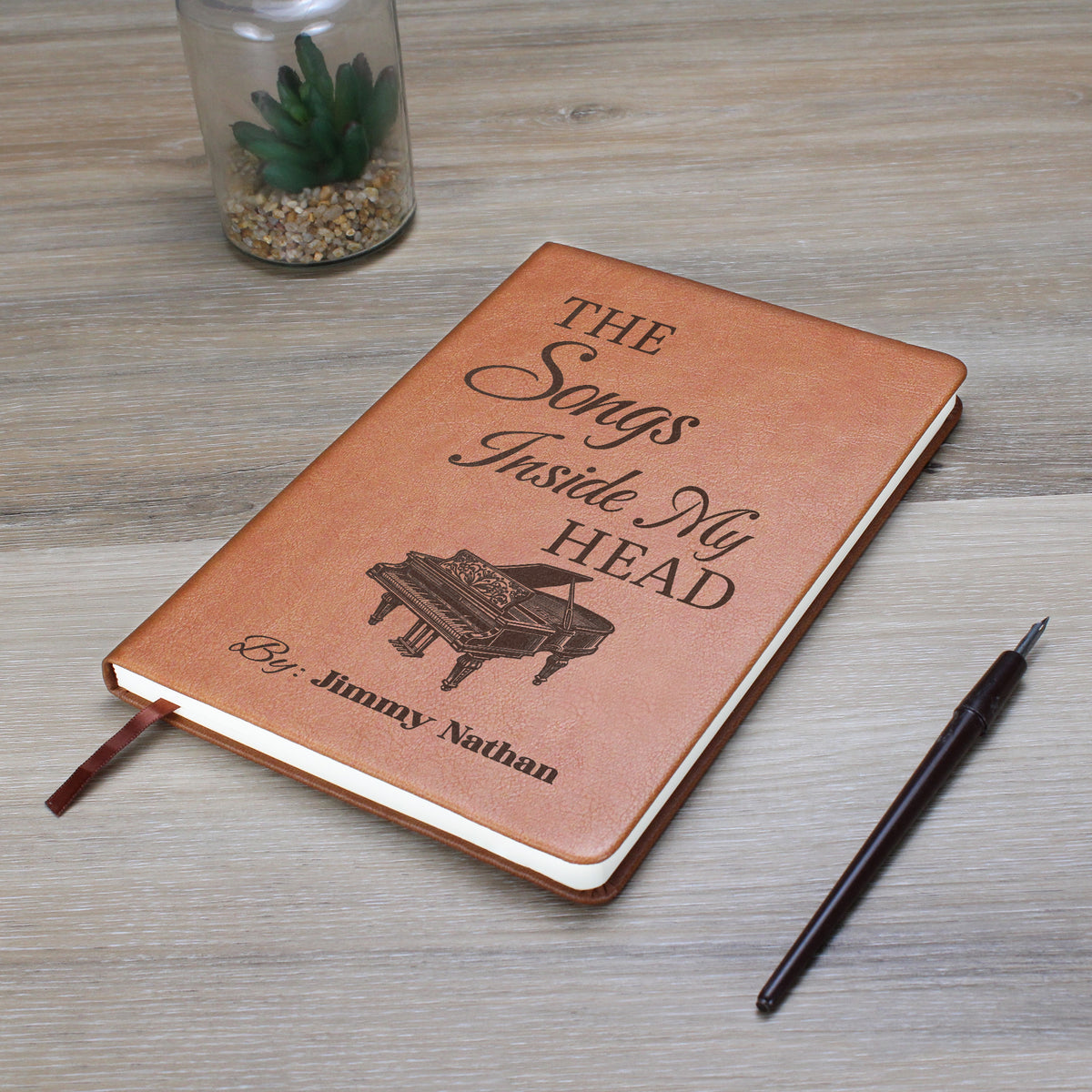 Personalized Pianist Journal | "The Songs Inside My Head" Custom Leather Notebook & Songwriting Gift