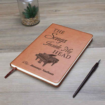 Personalized Pianist Journal | "The Songs Inside My Head" Custom Leather Notebook & Songwriting Gift