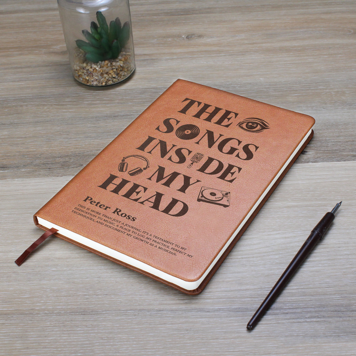 Personalized Musician Journal | "The Songs Inside My Head" Custom Leather Notebook & Songwriting Gift