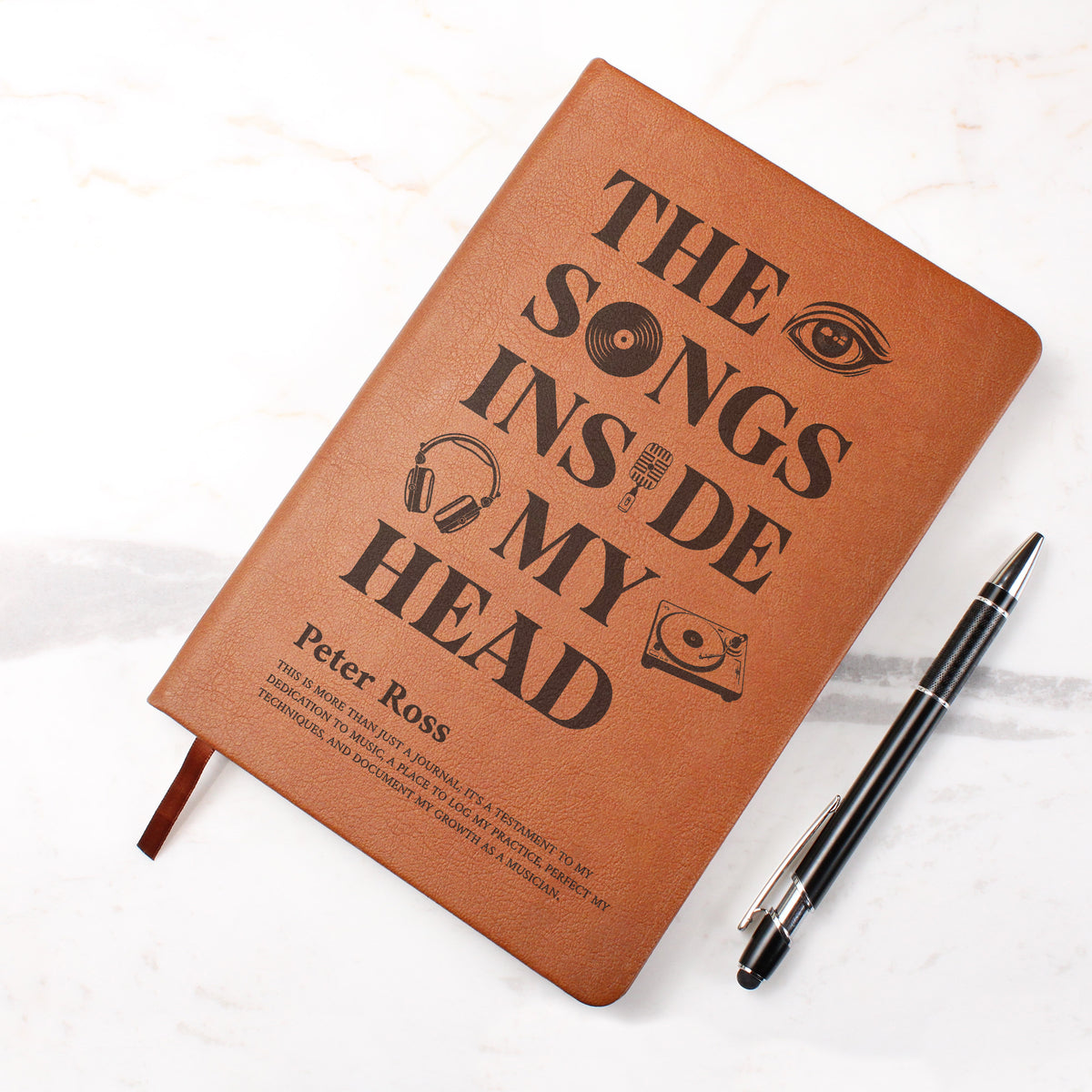 Personalized Musician Journal | "The Songs Inside My Head" Custom Leather Notebook & Songwriting Gift