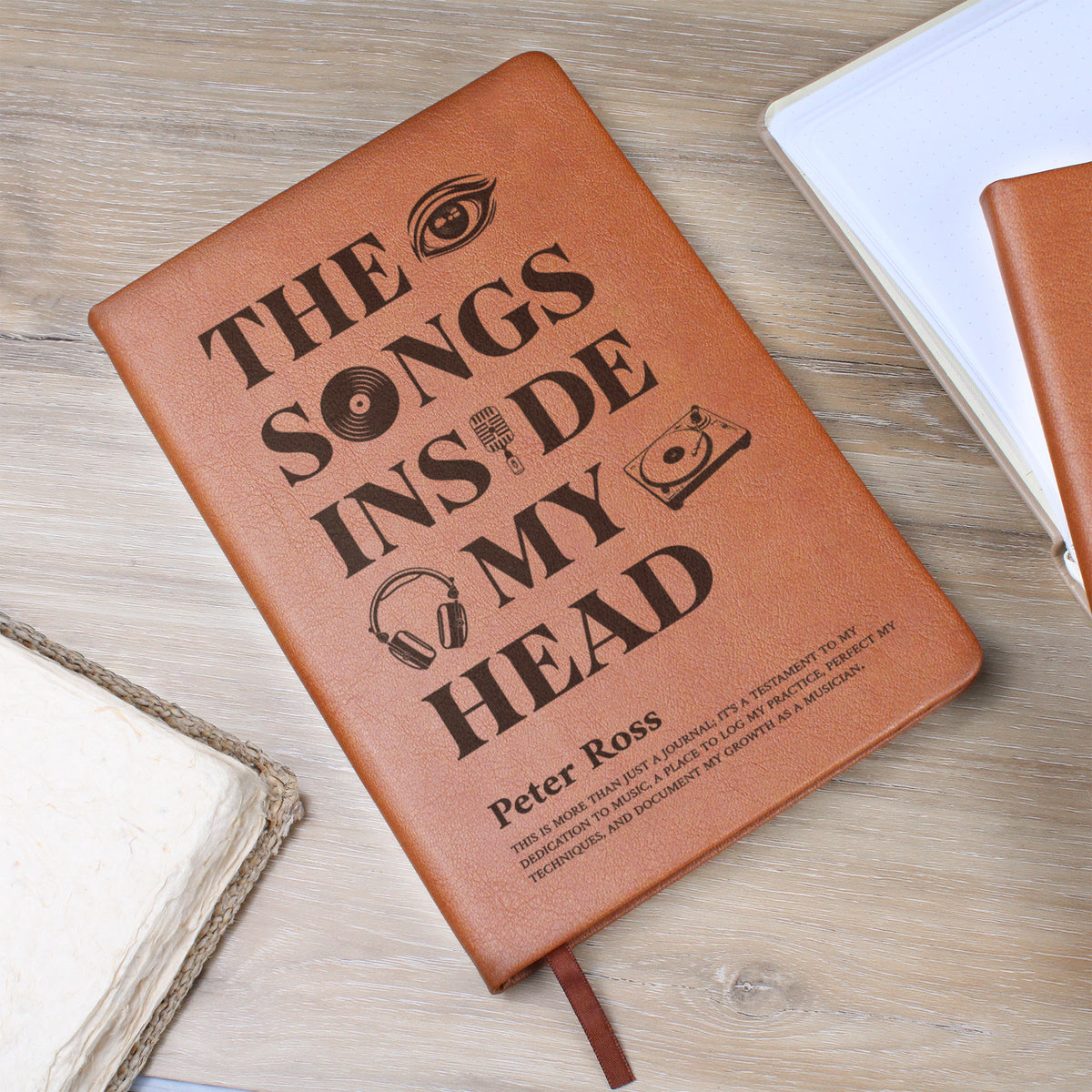 Personalized Musician Journal | "The Songs Inside My Head" Custom Leather Notebook & Songwriting Gift