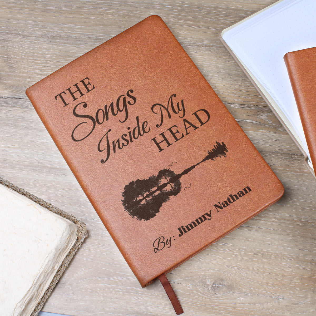 Personalized Guitarist Journal | "The Songs Inside My Head" Custom Leather Notebook & Songwriting Gift